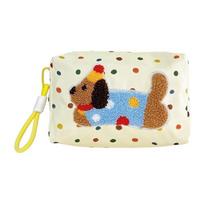 1PC Cute Little Dog Embroidered Makeup Bag with Large Capacity Organizer Women's Portable Makeup Storage Pouch smėlis