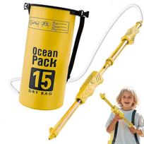 AURA Water gun for kids longrange spray water gun with backpack tank (15L) yellow color PVC summer toy for beach, pool, yard, outdoor, guns