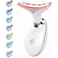 Anti-Aging Neck Eye Massager, 7 Colors 3 Modes, Facial Massager for Skin Care, Anti-Wrinkle Face Slimming Device -White