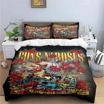 3D Print Guns N Roses GNR Band Retro Bedding Set Boys Girls Twin Queen Size Duvet Cover Pillowcase Bed Kids Adult Duvet Cover 135X200cm