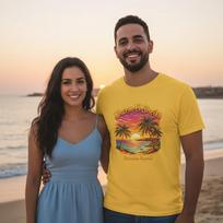 Sharm El Sheikh Sunset Palm Tee | Tropical Beach Vacation Shirt XL