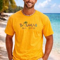 Vintage Bahamas Nassau Souvenir T-Shirt Mens XL Yellow Embroidered Travel S