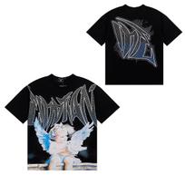 Summer Men's and Women's MIXED EMOTION 'Dove' Rhinestone Print T-Shirt, Gothic Letter Graphic Streetwear Tee S