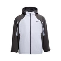 Li Ning Trench Coats Unisex Waterdrop Gray/Obsidian Gray Hooded Moderate AWBV167-2 3XL