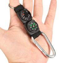 3-in-1 Multi-function Compass Thermometer Carabiner Keychain Survival Tool For Camping Hiking Climbing Outdoor Gear Accessory