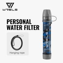 Wrels Outdoor Mini Camping Hiking Purification Water Filter Straw Carbon Fiber Water Bag For Survival Or Emergency Supplies tamsiai mėlyna spalva