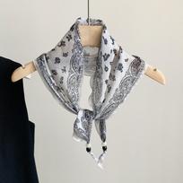 Hong Kong style retro versatile silk scarf fashion triangle scarf high sense elegant temperament accessories thin neck headscarf multi-purpose 100*35cm