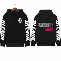 Harajuku Anime Bleach ICHIGO KUROSAKI Eyes Graphic Print su gobtuvu Vyrai Moteriški Megztiniai su užtrauktuku Negabaritinis megztinis Vyriškas Striukė su užtrauktuku XS juoda