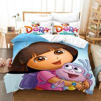 Dora Bedding Sets Kids Boys Girls Bed Linen Queen King Full Twin Single Size New Anime Kamado Nezuko Duvet Cover Sets 135X200cm-2pcs