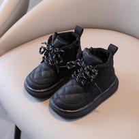 2024 Kids' Plaid Zipper Boots: Cozy Cotton for Boys & Girls Size 22, Inner Length 14 cm