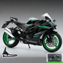 1/9 mastelio Kawasaki Ninja ZX-10R Superbike lydinio metalo lieto modelio motociklas su garsu ir šviesa Namų madingų žaislų kolekcija Pomėgis Dovana juoda
