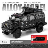 1/24 Scale Sword Toothed Tiger Explosion Proof Car Model Alloy Diecast Police Armored Off-road Vehicles Car Model Birthday Gift Boy juoda