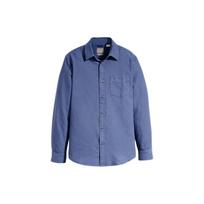 Levis Casual Solid Pocket Detail Square Neck Long Sleeve Shirt Men shirts Blue 85746-0141 M