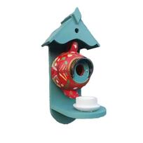 Outdoor Resin Teapot Birdhouse Feeder-Wall Mount Durable And Weather-Resistant For Garden For Home Decor raudona