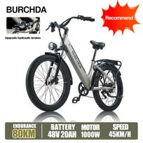 BURCHDA AZ26 1000W Suaugusiųjų elektrinis dviratis 48V 20AH Nuimama baterija, 26 colių 3.0 storos padangos E-bike miestui