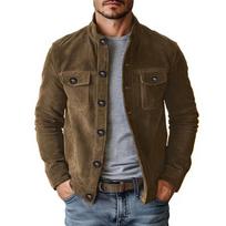 Vyriškas laisvalaikio Europos ir Amerikos stiliaus dirbtinio zomšo aksominis švarkas XXL ruda