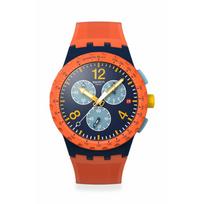NEW CHRONO PLASTIC CAMO FLASH Watch SUSI400 Unisex Adult Orange [Swatch] oranžinė