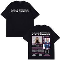 Singer Lola Indigo Tour 2025 Graphic Punk T Shirts Men Women Vintage High Quality Oversized Cotton Fashion Comfort T-shirt Tops S įvairiaspalvis