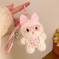 Animacinis pliušinis triušis raktų pakabukas, kimštas lėlės žaislas, krepšio pakabukas, žavesys, automobilio raktų pakabuko aksesuarai moterims, poroms, Kawaii dovana as the picture