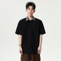 Men's White Textured Knit Checkered Collar Polo Short Sleeve Shirt M juoda