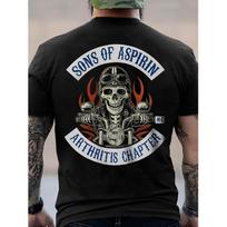 1pc Sons of Aspirin Arthritis Chapter Motorcycle Biker T-Shirt - Vintage Graphic Tee with Skull & Flames Design, Breathable Cotton, Loose Fit 6XL juoda