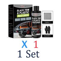 Car Black Trim Restorer Kit Dashboard Bumper Plastic Renewer UV Protection Anti-Fade Polish Restores Deep Black Color Clean Set