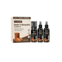Suede & Sheepskin Cleaning Kit - Foam Cleaner & Conditioner, Water & Stain Protector, Deodorizer, Eraser, Brushes & Cloth 1set