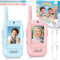 Video Walkie Talkie for Kids - 2 Pack Rechargeable Kids Walkie Talkies Long Range Radios, Video Intercom & Voice Effects, Christmas Birthday Gifts, To