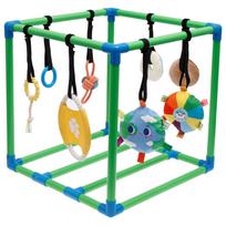 Puppy Play Gym with 8 Hanging Toys Jungle Playground Gym for Small Dogs PVC Frame Dog Playground for Playing Entertainment žalia