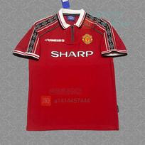 Premier League 9899 Red Magic Manchester United retro jersey home treble long short-sleeved football jersey No. 7 Beckham S