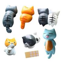 Cat-themed Six-piece Set With Invisible Adhesive Backing Backdrop Cat Figurine Car Ornament Monitor Screen Decoration Adorable