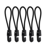 5pcs Bungee Cord With Hooks Multi Tool 1cm High Elasticity Expander With Hooks Rubber Tensioner With Hooks For Camping Tarpaulin black