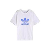 Adidas Originals Trefoil Mėlynas Logotipo Spaudinys Trumpomis Rankovėmis Marškinėliai Vyriški Viršutiniai Drabužiai Balti DP8570 L white