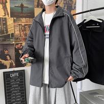 Hong Kong Style Stand Collar Jacket Men's Fashion Jacket Autumn New Korean Trend Clothes Sports Leisure Zipper Cardigan Jacket M tamsiai pilka spalva
