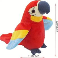 Talking Macaw Parrot Repeat What You Say Stuffed Animal Plush Toy Electronic Record Animated Bird Speaking Parrot Pet Plush Toys 22*11cm raudona