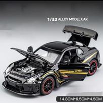 1/32 mastelio Nissan GTR R35 lydinio sportinio automobilio liejimo modelis su garsu ir šviesa, stalinis kolekcinis dekoratyvinis dovana berniukams, eksponatas juoda