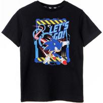 Sonic the Hedgehog Boys Black T-Shirt _ Let's Go Design with Sonic Rings _ Authentic Sonic Merchandise _ Gaming Fun for Kids S juoda