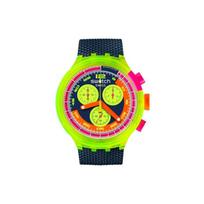 Swatch Neon Serijos Kvarcinis Mechanizmas 30 Metrų Vandeniui Atsparus Laikrodis 47 Mm Žalias Ciferblatas Biologiškai Pagrįstos Medžiagos Korpusas Biologiškai Pagrįstos Medžiagos Dirželis SB06J100 Green