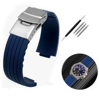 Silikoninė guminė laikrodžio apyrankė Oris Aquis 7330 7740 Juostuota apyrankė Išgaubta apyrankė Juoda Mėlyna 22x12mm 24x11mm 24x12mm 24mm-11mm