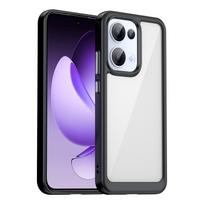 For OPPO Reno 13 Case Reno13 Cover Fundas Coque Hard Translucent Soft Frame Shockproof Clear Back Case OPPO Reno 13 For Reno13 juoda