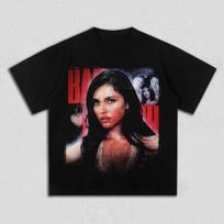 Madison Beer Bad Enough Locket Tour Vintage Portrait Graphic T-Shirt Black Casual Cotton Streetwear Fans Top S įvairiaspalvis
