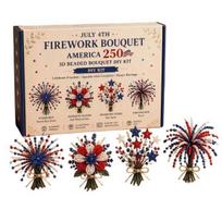 3D Bouquet Beading Kit, America 250th Anniversary Beaded Bouquet DIY Kit, Flower Bouquet Bead Art Set for Adults Beginners A
