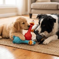 Pure Rubber Dog Toy Bite Tough Screaming Chicken Toy Safe Non Toxic Latex Squeaky Toy  Home Pet Use mėlyna