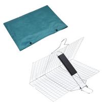 ABBY-Grill Basket Large Folding Grilling Baskets Portable Outdoor Camping BBQ Rack For Fish Cooking Accessories