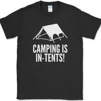 Camping Is In-Tents T-Shirt Mens Womens Tees Top Funny Adventure RV Holiday Humor Novelty Tee L