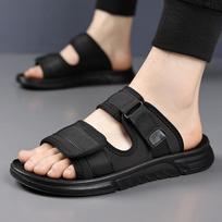 Men's 2026 Trendy Summer Single Strap Flip-Flops - Waterproof, Non-Slip, Soft Sole Beach Slippers 40 juoda