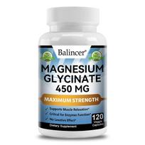 Magnio Glicinatas 450 mg Maisto papildas, Didžiausia koncentracija, 120 kapsulių buteliuke 120 Capsules