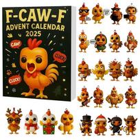 Christmas Advent Calendar Acrylic Mini F Caw F Chicken Hanging Decor For Holiday Home Office Gift StyleA