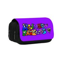 Rainbow Friends Nylon Pen Bag With Dual Compartments For School And Travel Color1