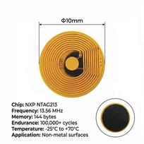 10pcs 10mm Diameter High Temperature RFID NFC FPC Tags NXP NFC213 Mini Cards 13.56MHz Anti-Fake Anti-Metal Passive RF Card